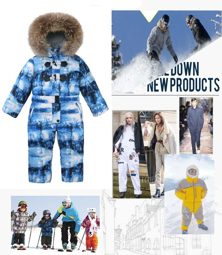 От 3 до 6 лет синий русский зимний детский Пуховый комбинезон для девочек