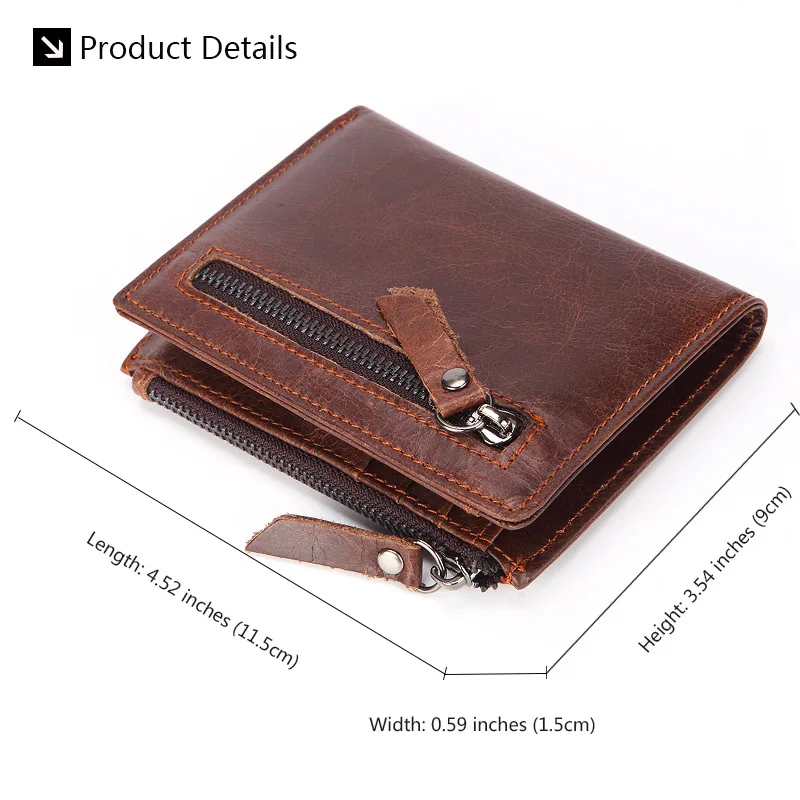 Коричневый мужской короткий кошелек из натуральной кожи, мужской кошелек для монет, держатель для карт, мужской маленький кошелек из коровьей кожи, Тонкий Карманный Кошелек