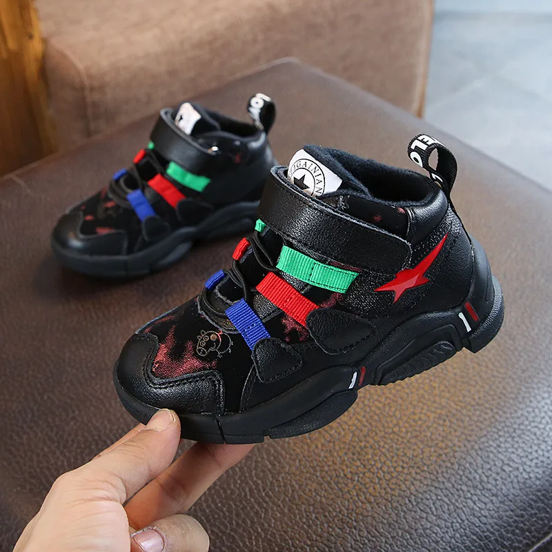 Kids Shoes 2018 New Patchwork Sport for Boys Genuine Leather Sneakers Children Warm Winter 3 4 6 12 years | Детская одежда и обувь