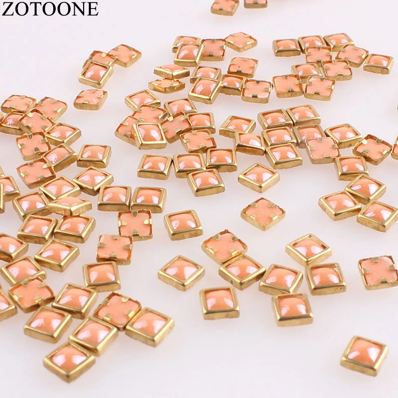 ZOTOONE, 50 шт., 4X4 мм, клей для обертывания, Стразы для одежды, ногтей, искусство, сделай сам, клей на плоской задней стороне, аксессуары для шитья, стразы, наклейки - Цвет: TZ33