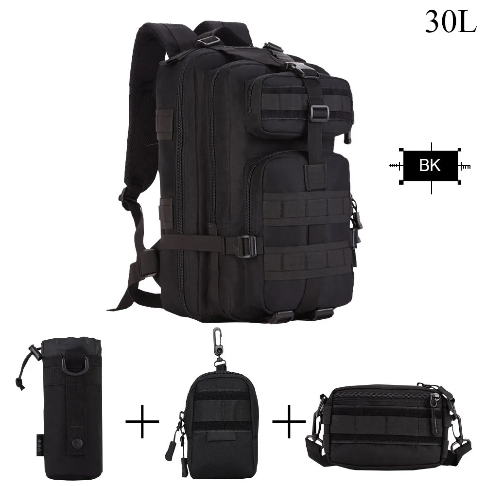 30L BK SINAIRSOFT 30L-40L 3P охотничий рыболовный Змеиный тактический рюкзак военный походный рюкзак спортивные туристические рюкзаки S410/S411 - Цвет: 30L BK