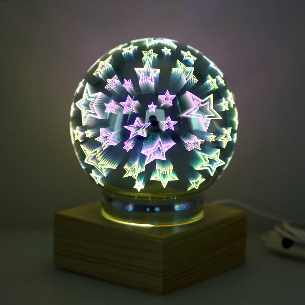 Style 5 Зарядка через usb 3D Стекло крышка светодиодный ночной Светильник Magic настольная лампа 3D Метеор/Фейерверк/звезда/«любящее сердце» Дом вечерние Декор - Испускаемый цвет: Style 5