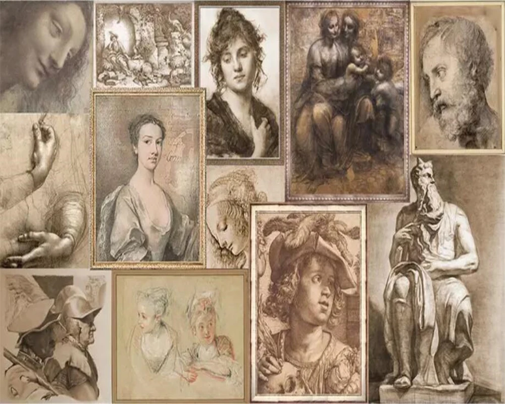 Beibehang Декор для гостиной прикроватный Картина 3d Ретро на заказ эскиз мастера