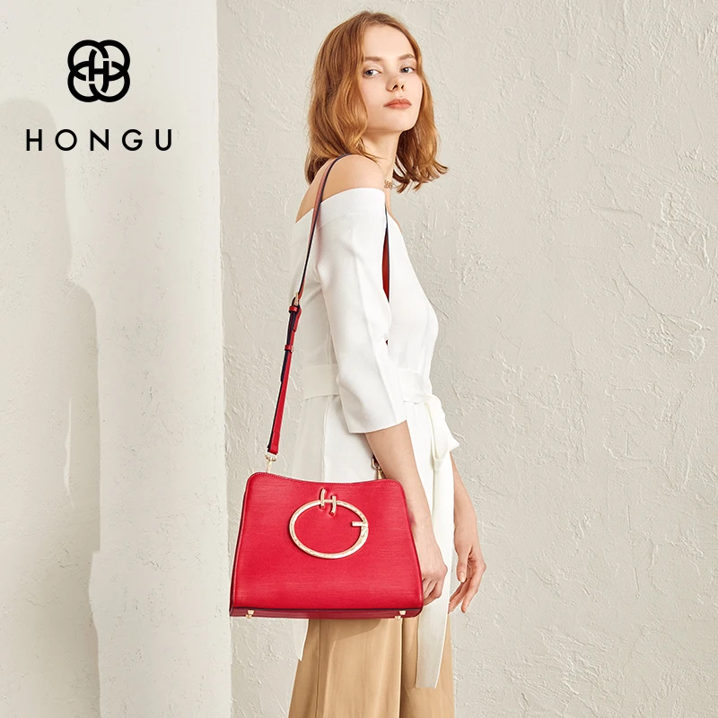 HONGUSimple роскошная женская сумка из коровьей кожи клатч через плечо Элегантные