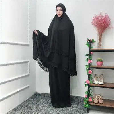 Abaya Robe Femme Дубай, Турция мусульманский хиджаб платье кафтан цзилбаб Восточный халат из марокена молитва ислам ic одежда Рамадан джеллаба - Цвет: Черный