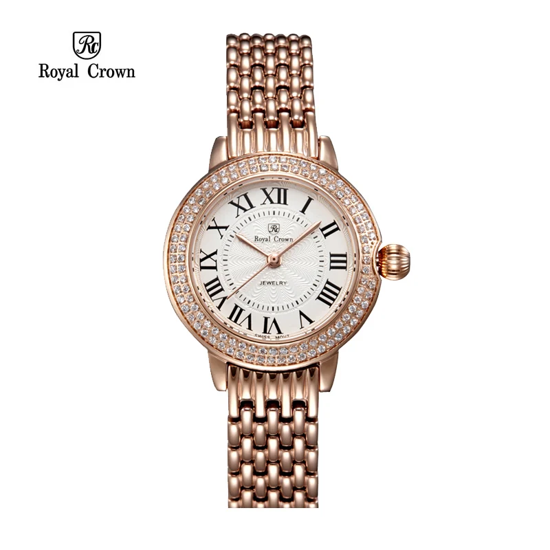 Luxury Lady Women s Watch Ronda Mov t Sapphire Crystal Fine Fashion Hours Stainless Steel Bracelet Girl Gift Royal Crown Box