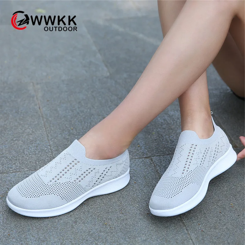 Женские кроссовки WWKK дышащие мокасины для отдыха спортивная обувь Новинка осени