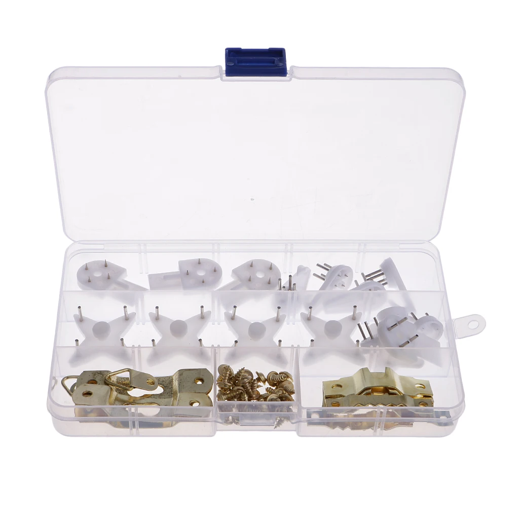 62 шт./компл. Набор вешалок для картин белый пластик невидимое настенное крепление