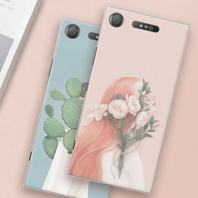 Чехол для Sony Xperia XZ1 мягкий силиконовый чехол телефона с цветами девочек G8342