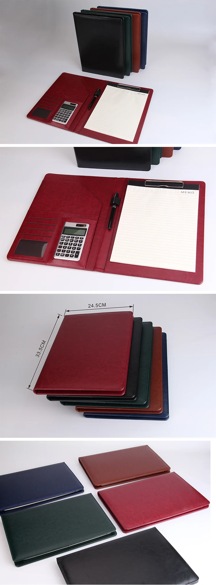 ПУ кожаный портфель папка для файлов сумка блокнот многофункциональный держатель для карт сумка органайзер для документов клип калькулятор