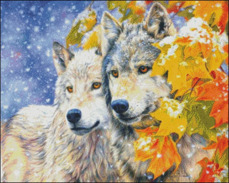 Набор для вышивки крестом Snow Wolves-счетный крест ручная работа 14 ct DMC Color | Дом и сад