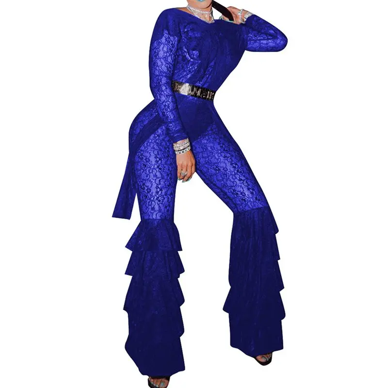 Кружевной прозрачный сексуальный комбинезон женский черный облегающий с