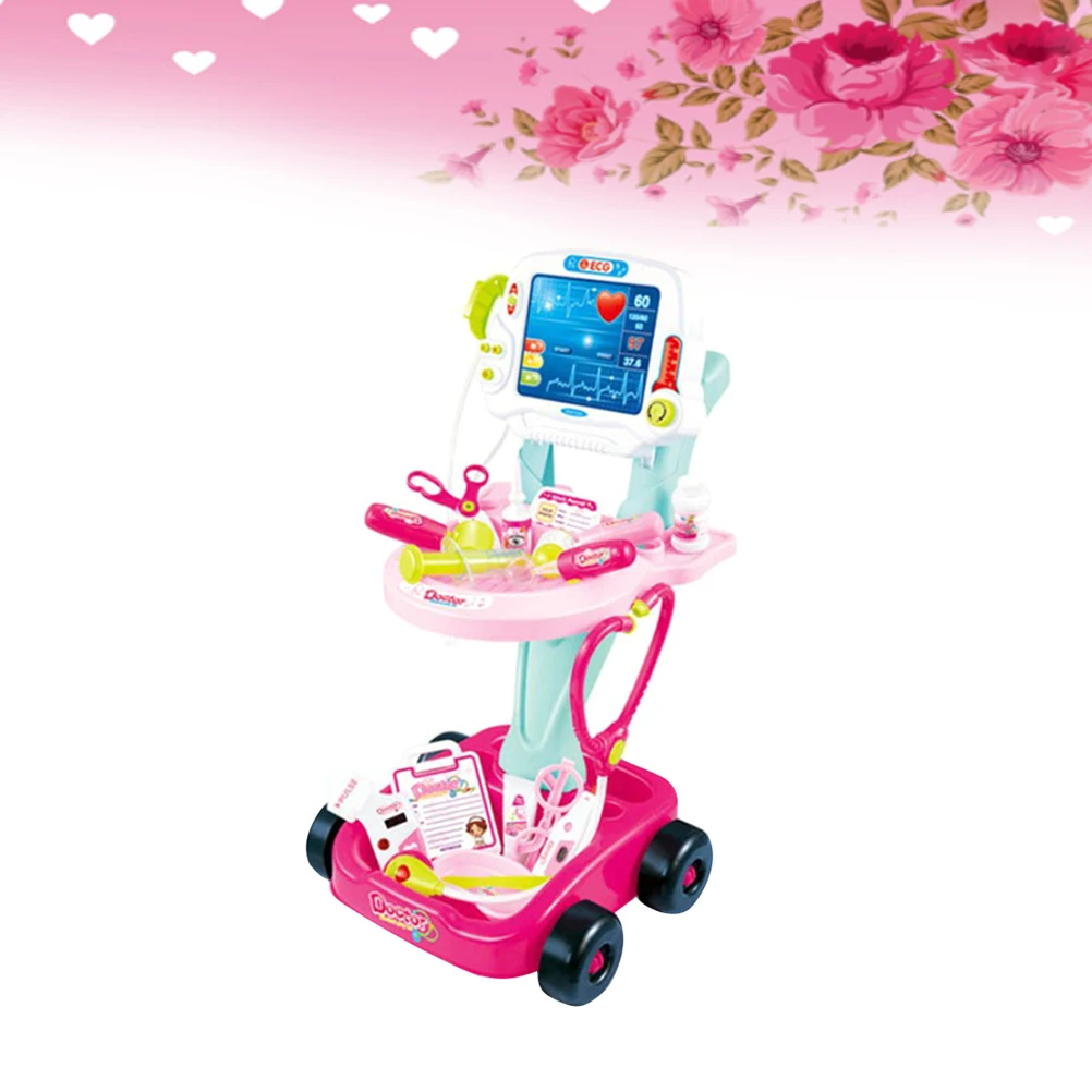 1pc Childrens Toy Set Educational Electric Electrocardiogram Simulation Medical Set Pretend Play Doctor Toy(Pink