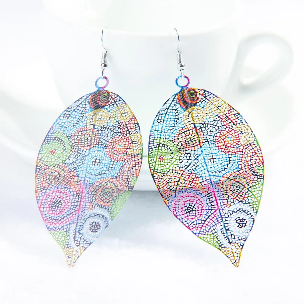 Винтажные висячие серьги с листьями модные богемные выдолбленные для женщин