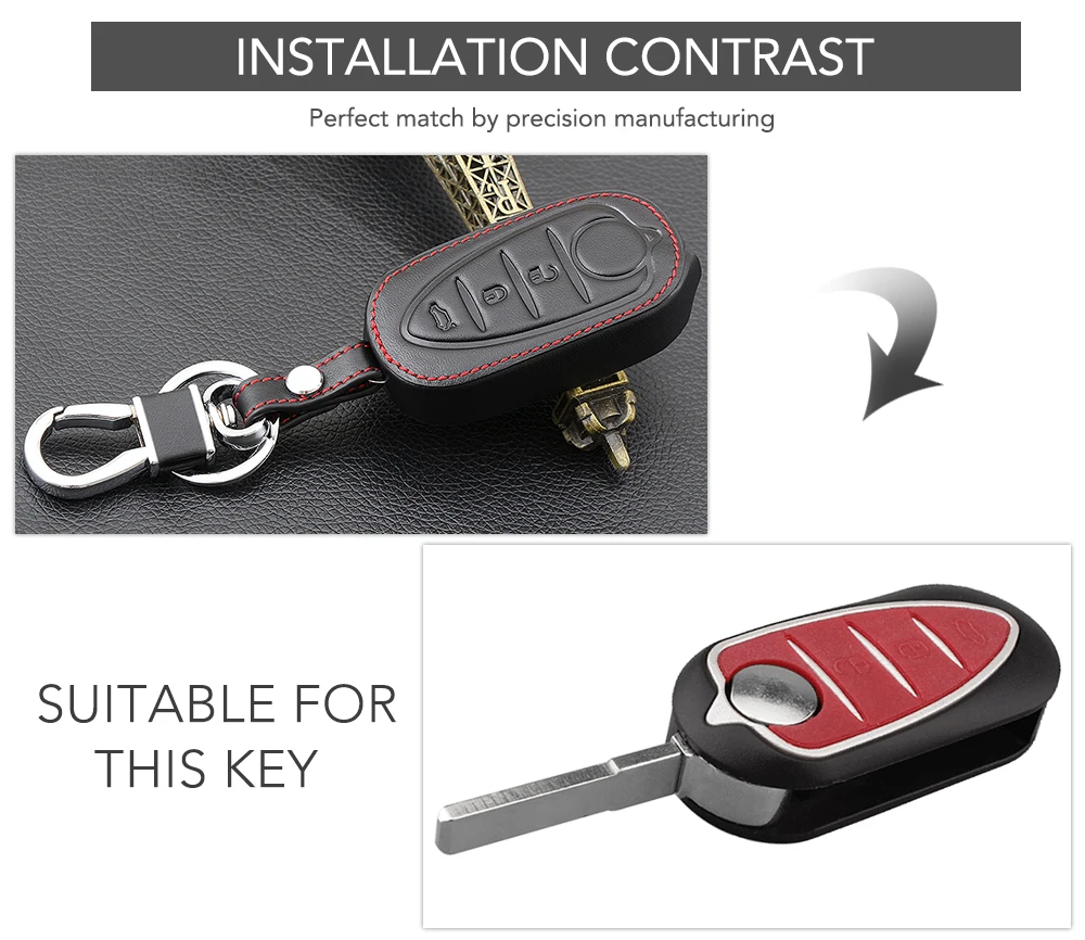 Мужской чехол для ключей из натуральной кожи с цепочкой Alfa Romeo Mito Giulietta GTO GTA