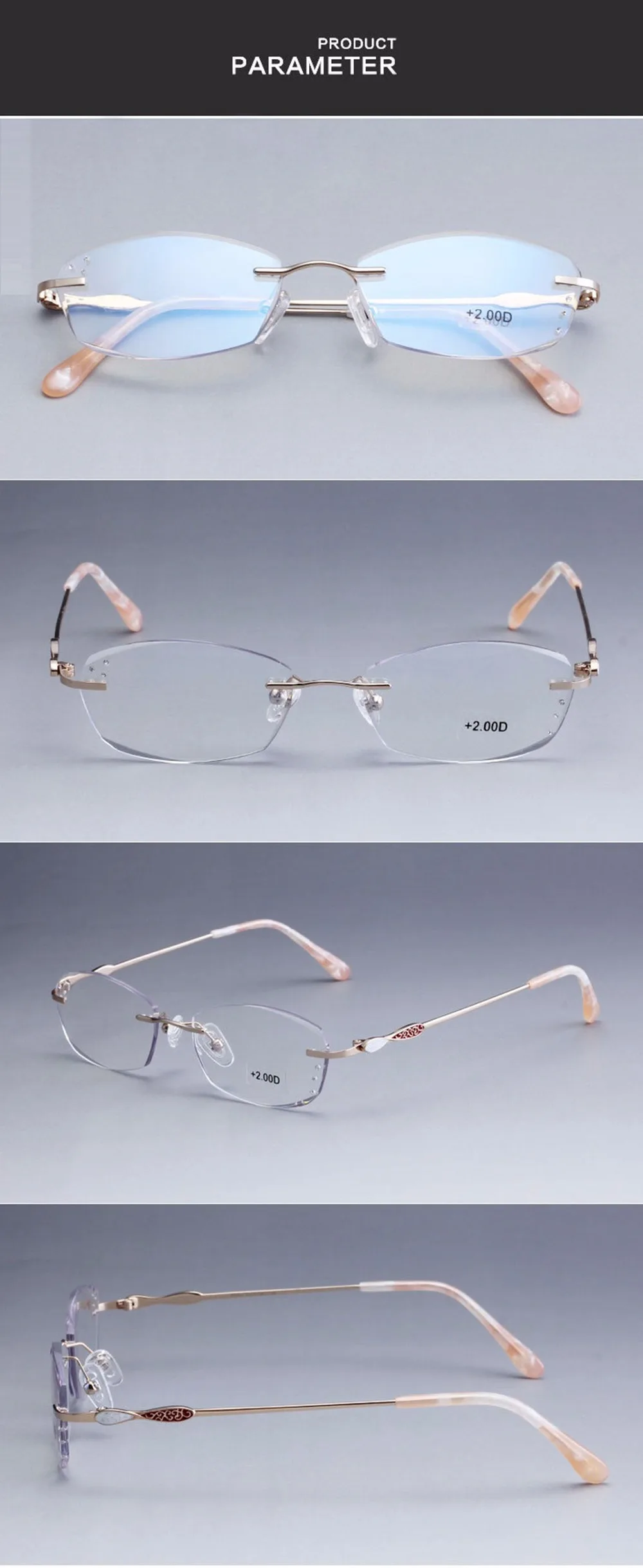 Бренд Chashma, женские очки без оправы, качественные оптические очки для чтения, обработанные бриллиантами, готовые очки, тонированные линзы, очки для чтения
