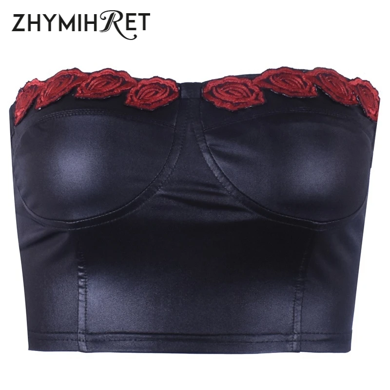 ZHYMIHRET сексуальный 3D розовый узор кроп Топы женские готические черные праздничные