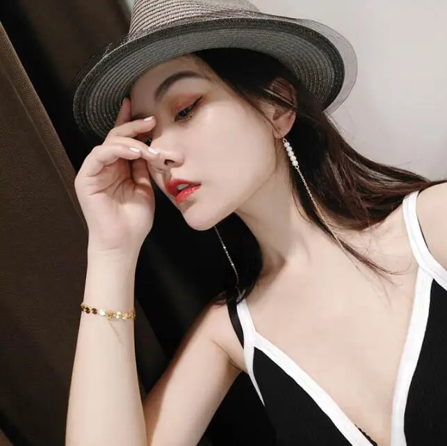 E 1002 длинные сетчатые красные жемчужные кисточки холодсветильник серьги 2019 Новые