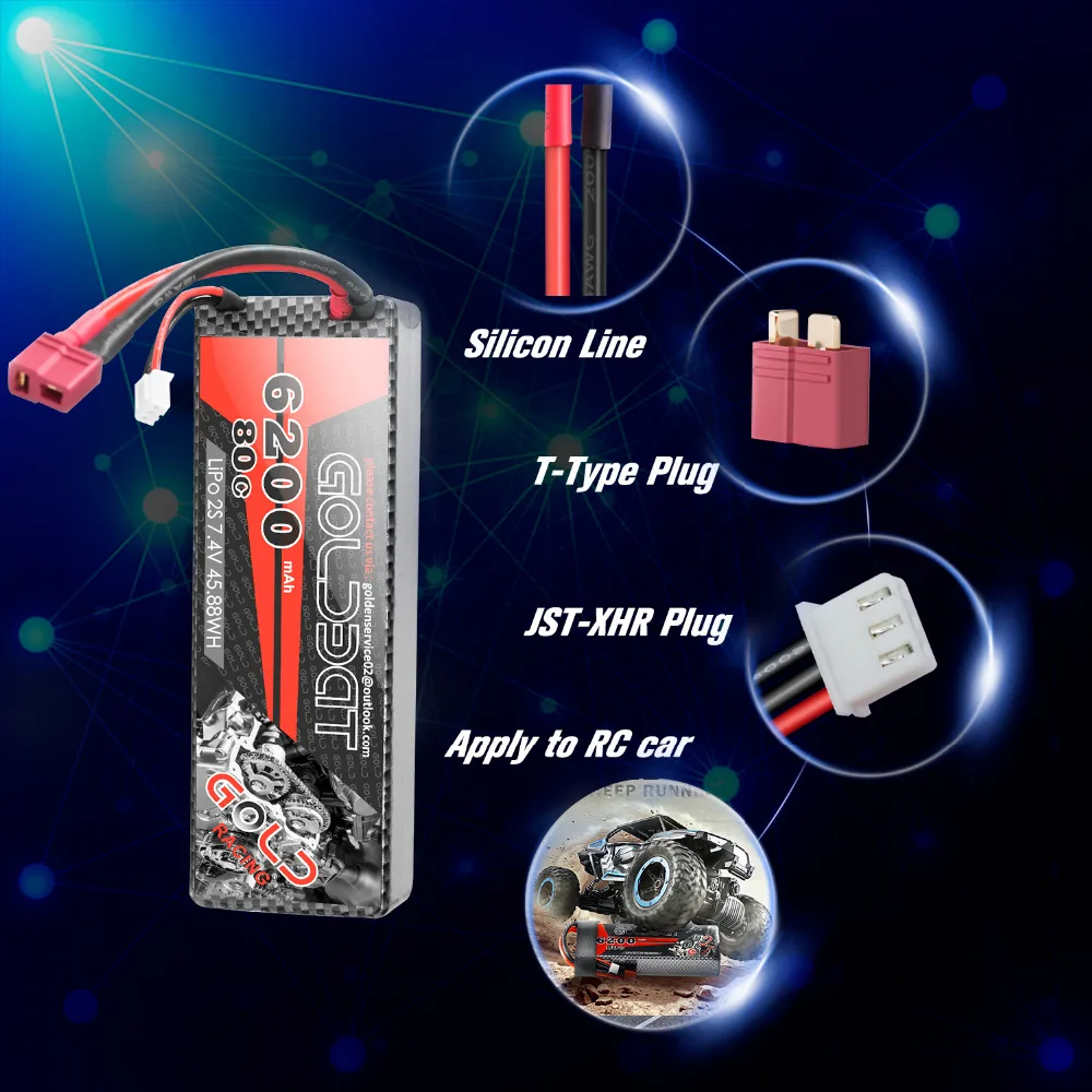 2 единицы GOLDBAT RC литий-полимерный аккумулятор 80C Дрон S Lipo батарея 7 4 в 6200 мАч пакет