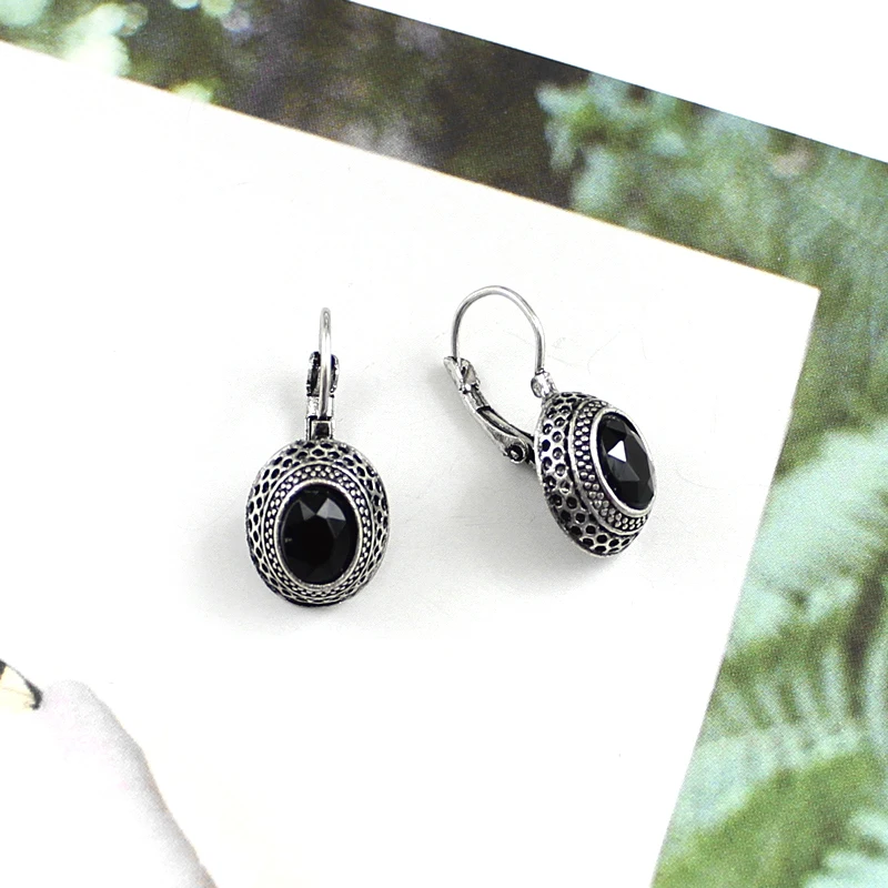 Женские серьги в виде капель ветра Винтажные с черным