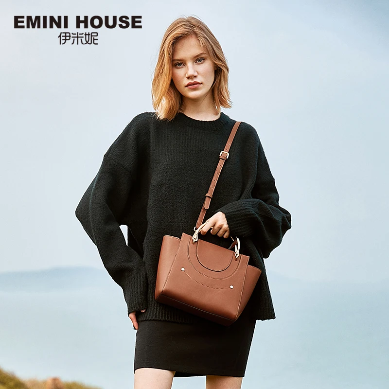 EMINI HOUSE металлическая ручка сумочка спилок кожа роскошные сумки женские