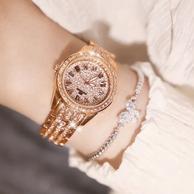 Женские кварцевые часы whatch роскошные из нержавеющей стали с розовым и серебряным