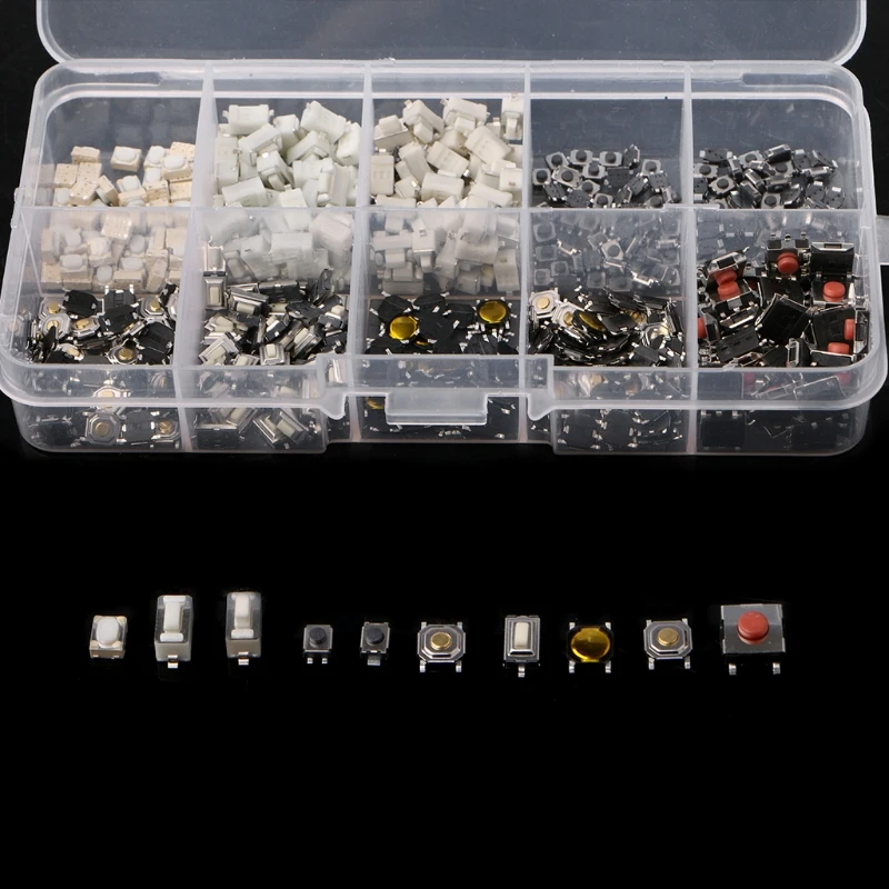 500 шт. 10 значный мгновенный Тактильный кнопочный переключатель Mini Micro PCB
