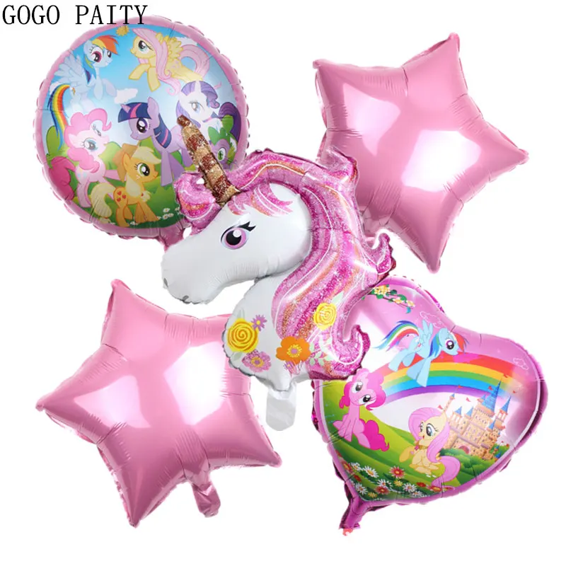 GOGO PAITY новый 5 шт./лот Единорог Пони алюминиевый воздушный шар детский фестиваль