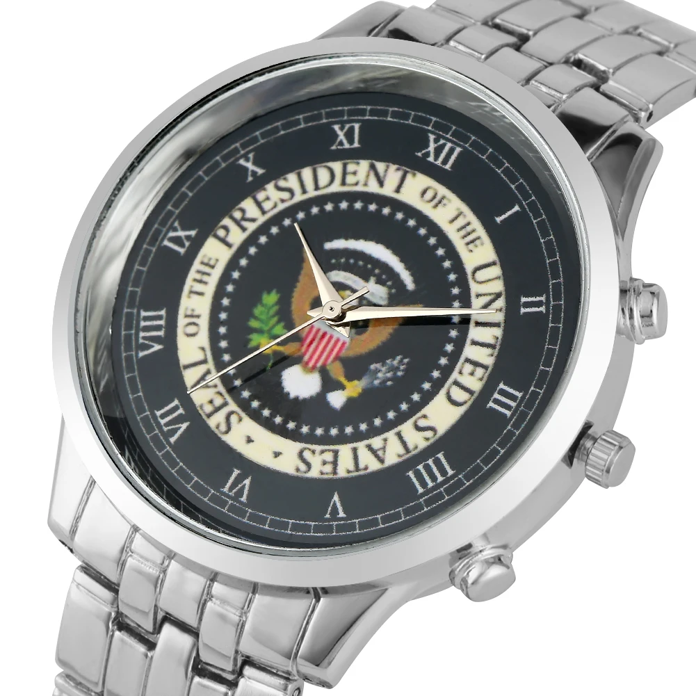 Vogue Seal of The President of The США шаблон часы для мужчин премиум сплава ремешок часы для мужчин кварцевые наручные часы