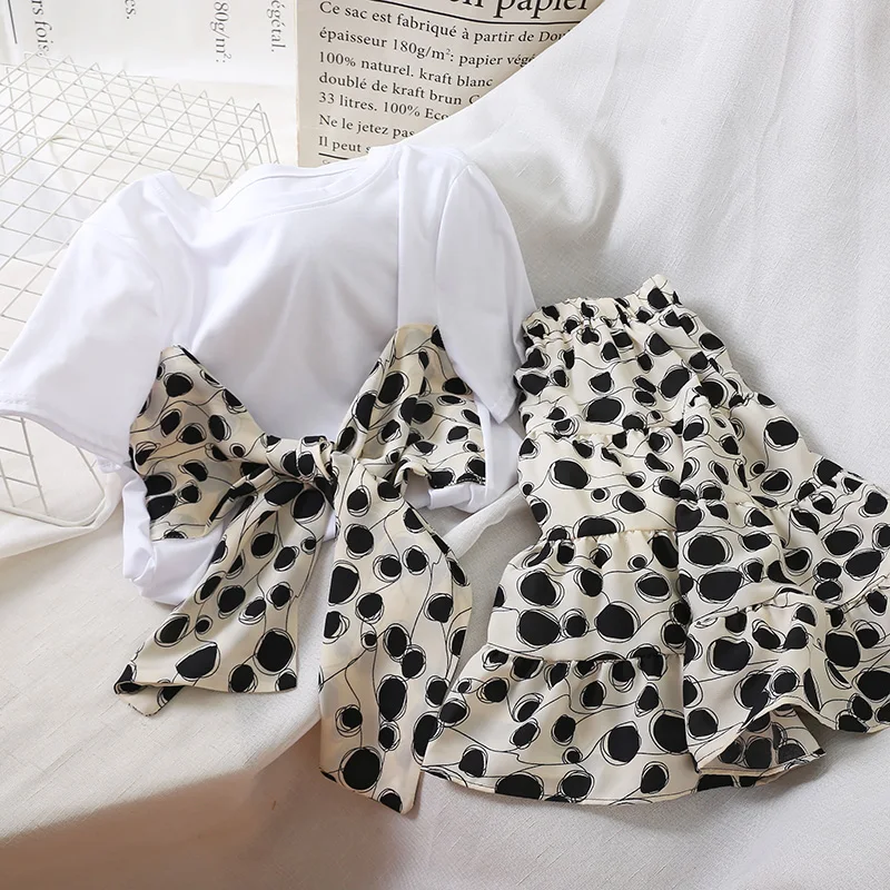 LISM/2019 г. летние комплекты в пляжном стиле белая футболка с бантом сзади + мини-юбка