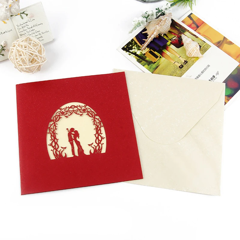 (10 шт./лот) 3D всплывающие поздравительные открытки свадебные Пригласительные