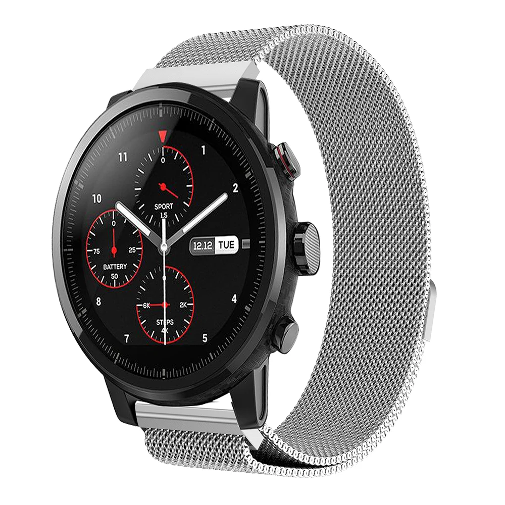 22 мм ремешок из нержавеющей стали для Xiaomi Huami Amazfit Pace Stratos 2/2S часы браслет Миланская петля магнитный ремешок браслет