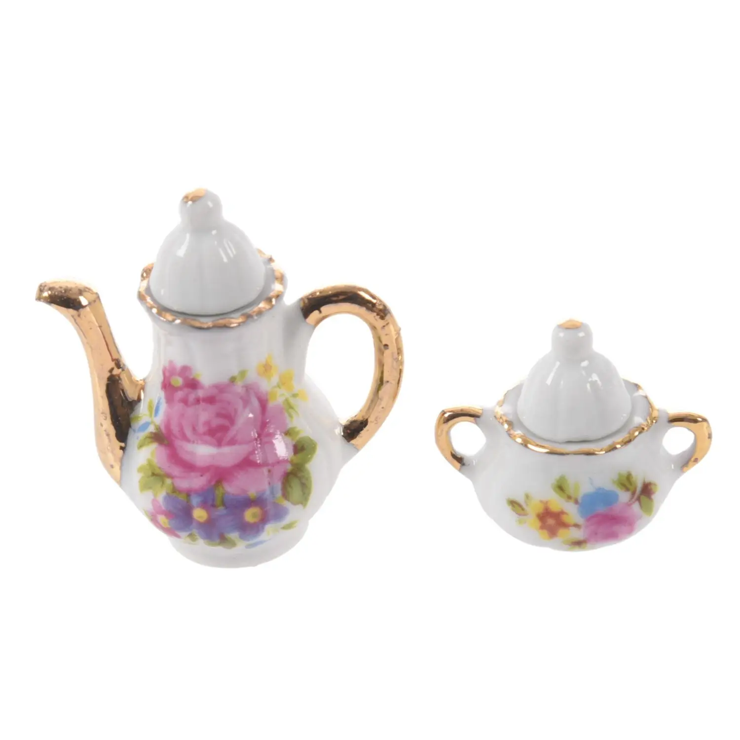 8pcs Dollhouse Miniature Dining Ware Porcelain Tea Set Dish Cup Plate -Pink Rose | Игрушки и хобби