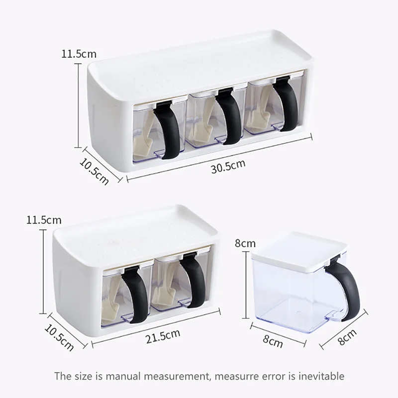

Kitchen Organizers Spice Rack Stacked Storage Seasoning Boxes Spice Jars With Handle Spoon Kitchen Plastic Storage Container