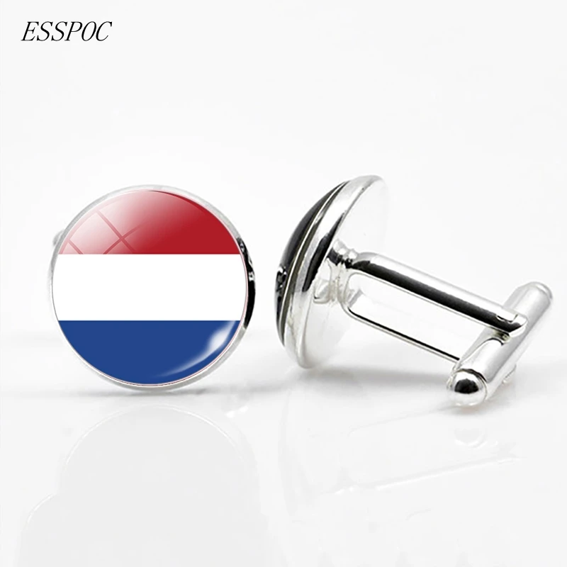 Netherlands Великобритания запонки с изображением флага Европа Национальный флаг Франция Италия Испания Польша. Голландский Флаг России мужские свадебные запонки - Окраска металла: Netherlands