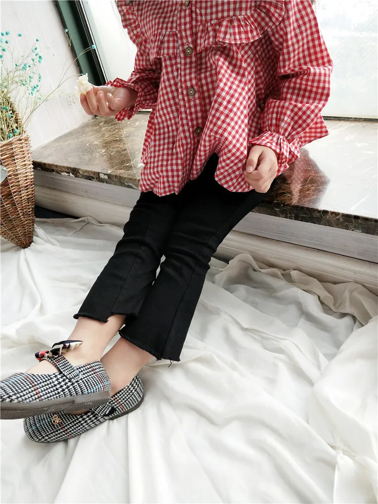 Детские весенние модные джинсы леггинсы для девочек повседневные Белый Черный