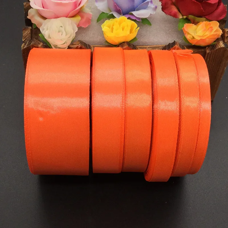 25 ярдов 88 # оранжевая шелковая атласная лента для свадебной вечеринки украшения