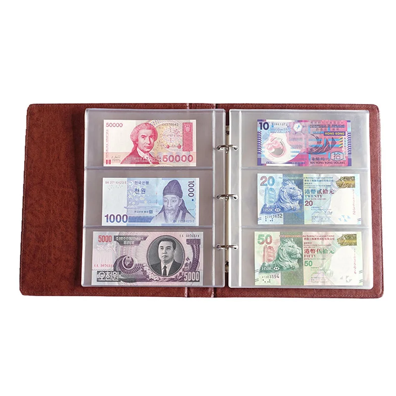 NEW Leather Cover High-grade Paper Money Album 10 Pages 30 Units Paper Money Collection Can Increase Sheets
