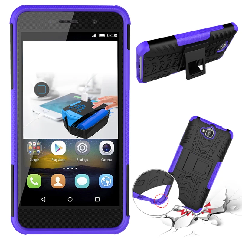 Purple Для huawei Honor 4C Pro TIT L01 U02 Y6 Pro Y 6 Y6Pro TIT-U02 TIT-L01 чехол Гибридный Силиконовый Жесткий пластиковый Чехол-подставка для телефона - Цвет: Purple