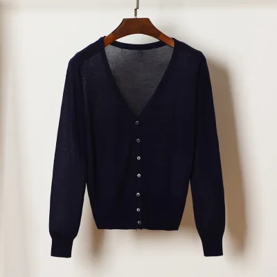 Женский кардиган с длинным рукавом повседневный однотонный свободный