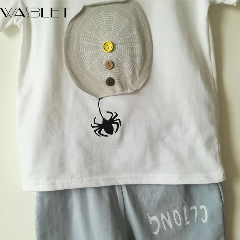 Мода 2017 г. хлопковые летние комплект одежды для мальчиков повседневная рукав