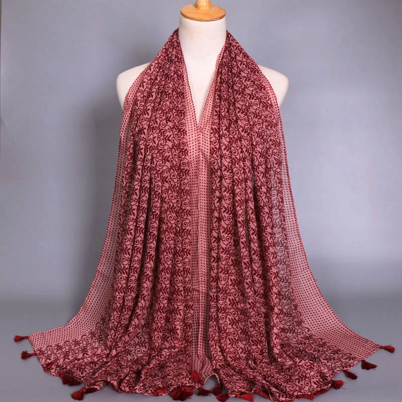 Новинка 2017 шарф с принтом и кисточками женские шарфы цветочным вискозные шали
