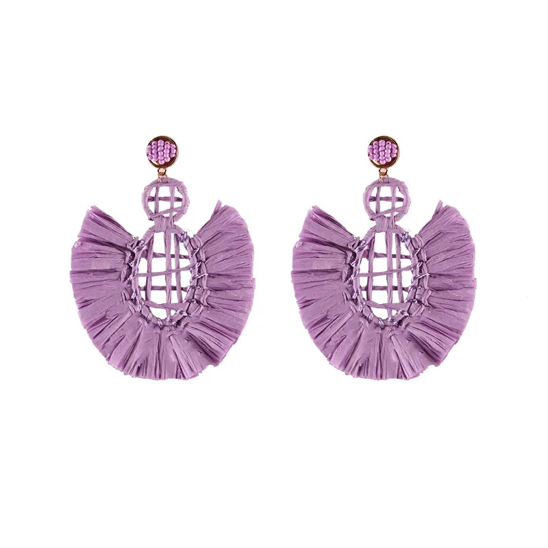 Лучшая леди красочные стильные большие висячие серьги для женщин богемные большие серьги-подвески аксессуары для отдыха ювелирные изделия - Окраска металла: Purple