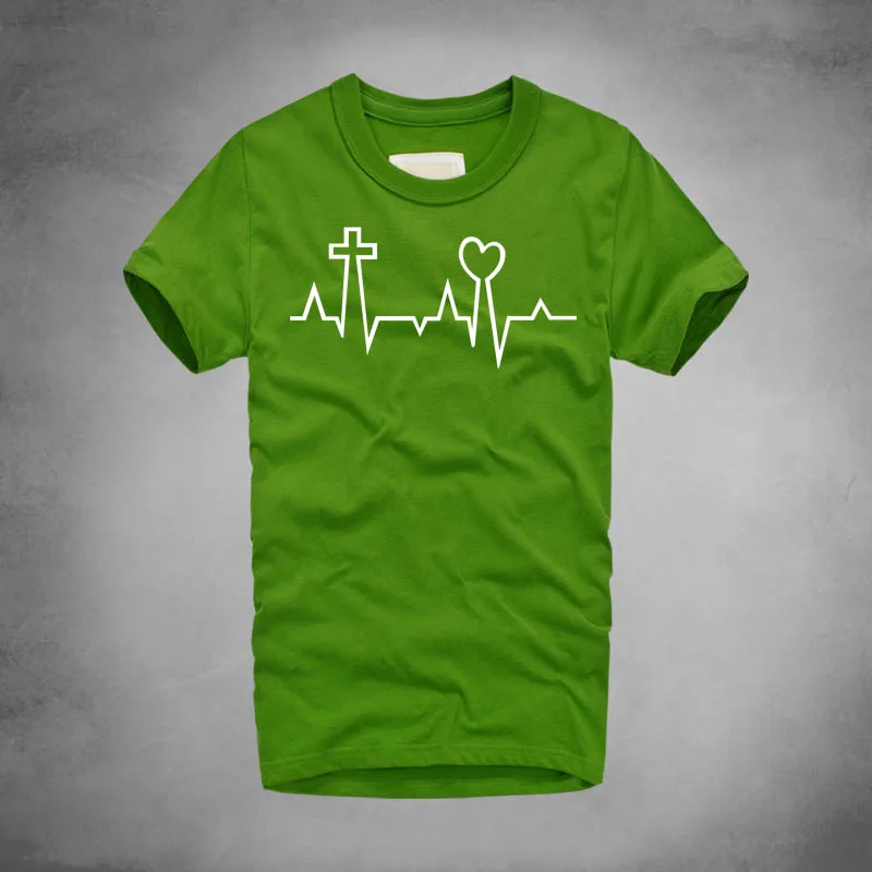 Футболки с крестиком и сердцем Классический Топ футболка забавным принтом