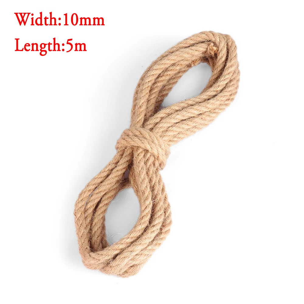 Width 10mm Length 5M 3/5 м джутовые веревки шпагат натуральный пеньковый шнур шпагат нить для скандинавского домашнего декора кошка домашнее животное Когтеточка игрушки ремесла вечерние украшения для упаковки - Цвет: Width 10mm Length 5M