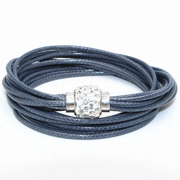 color as picture 1 шт. Pulseiras Femininas Многослойная Веревка Цепь магнитные хрустальные браслеты из бусин Пряжка кожаная обертка - Окраска металла: color as picture