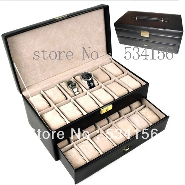 Бесплатная доставка черная роскошная коробка для часов может вместить 26