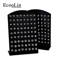 10 cards 720pcs retro round zircon stainless steel stud earrings for women jewelry wholesale lots rl285