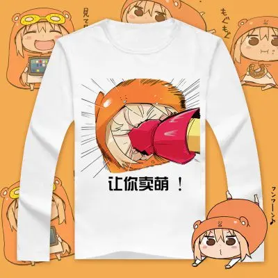 Himouto! Umaru-Чан Симпатичные Doma umaru печатных Футболки с длинным рукавом Повседневное футболка Топы корректирующие осень футболки - Цвет: 10