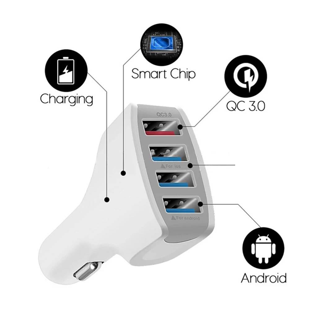 4 порта USB мобильный телефон планшет Смарт Быстрое Автомобильное зарядное